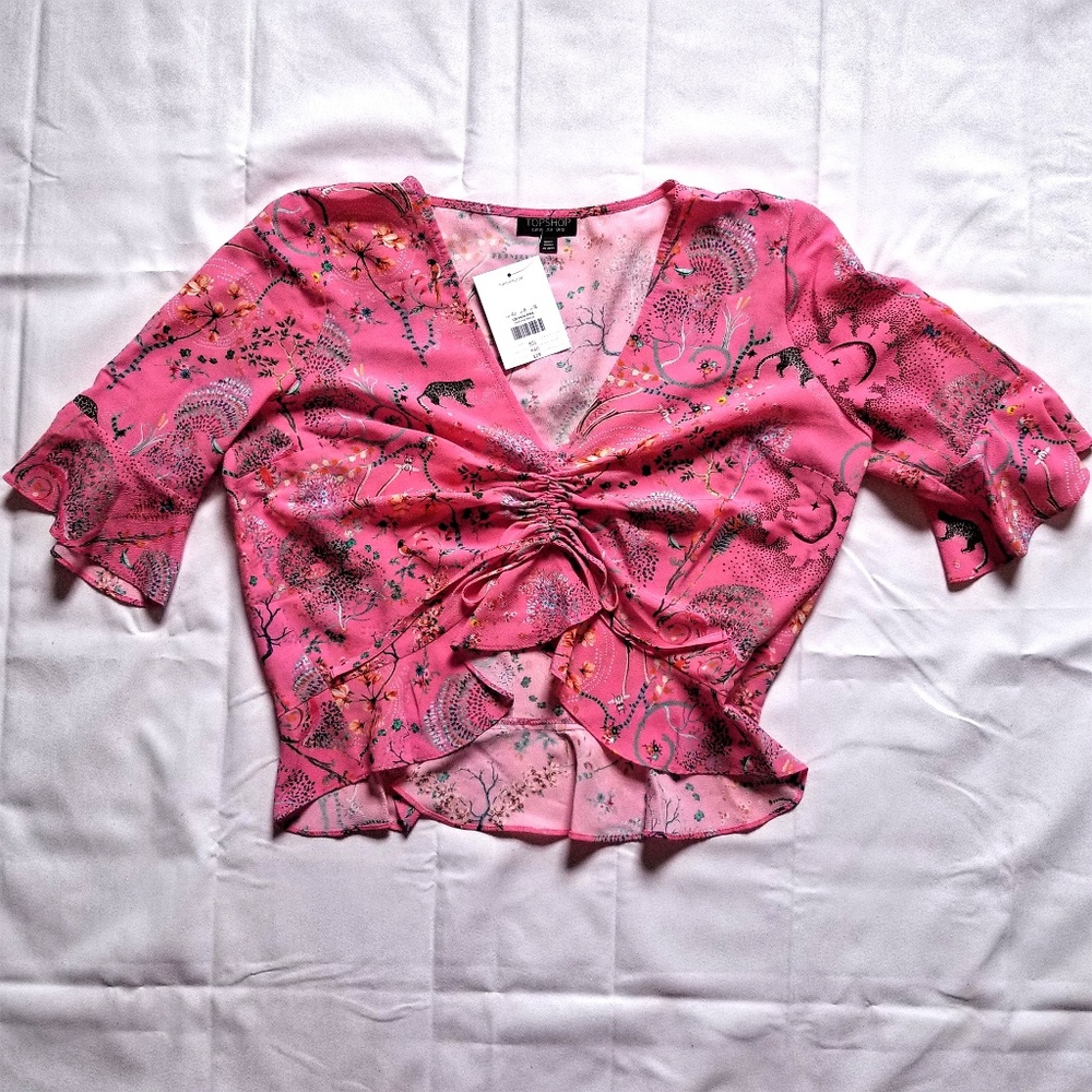 🎉HP🎉Topshop🧞Ruby Magical Leopard Ruched Blouse - Picture 4 of 8